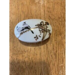 VTG Trinket Box Oval Small Chinese Garden‎ Original Design Shafford  Japan